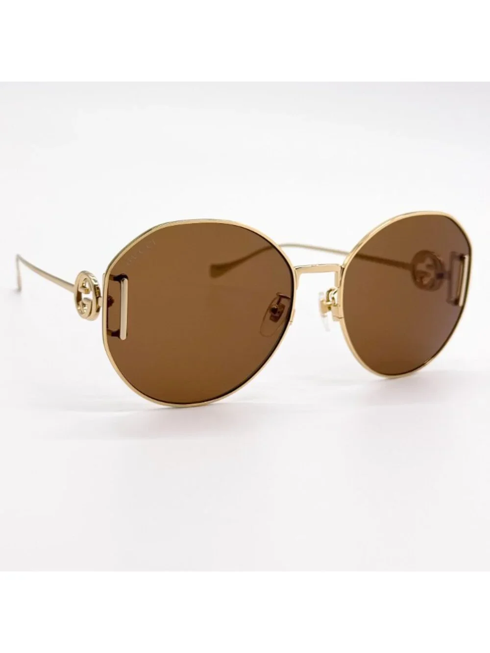 New Gucci Gold Brown Round Women Sunglasses GG1206SA 003